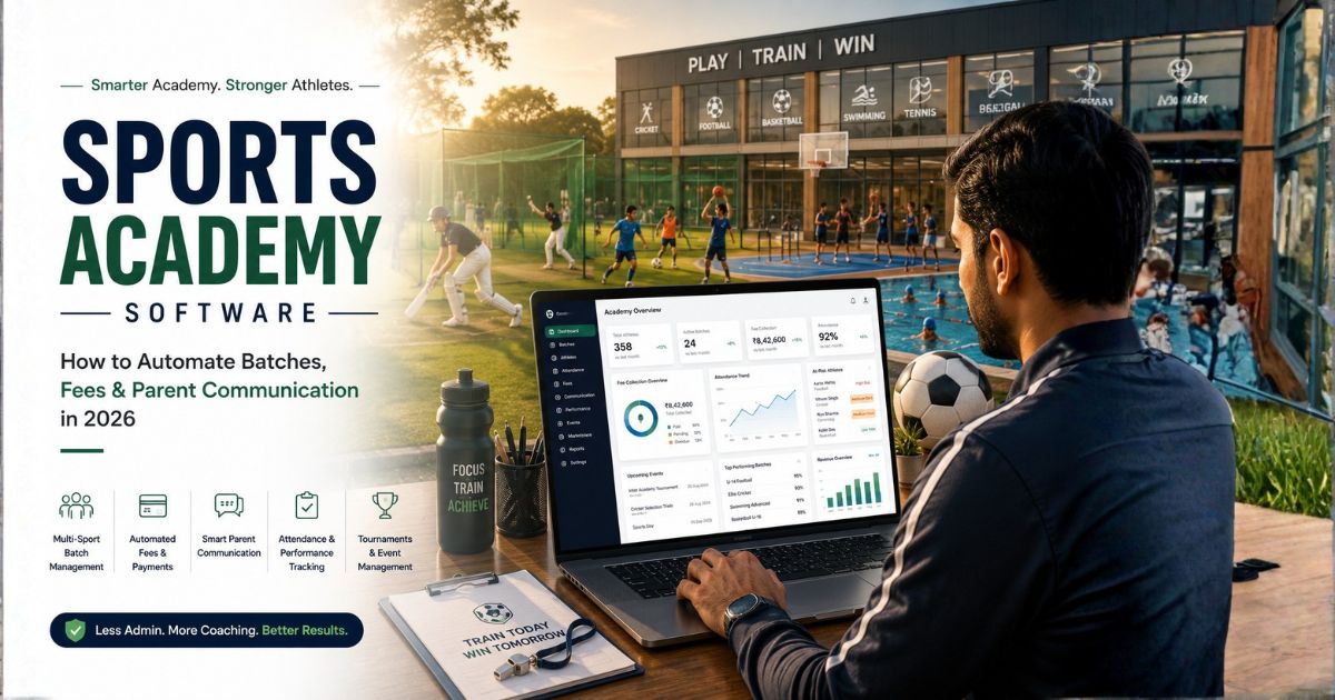Batch Scheduling Graphic → Multi-sport batch scheduling interface with cricket, football, and swimming slots
