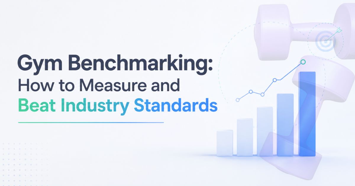 AI-powered gym benchmarking dashboard showing retention, revenue, and utilization metrics for fitness businesses.